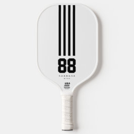 Moderne Pickleball Naam Nummer Zwart Wit Strepen Paddle