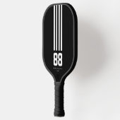 Moderne Pickleball Naam Nummer Zwart Wit Strepen Paddle (Links)
