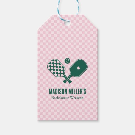 Moderne Pickleball & Prosecco Bachelorette-weekend Cadeaulabel (Voorkant)