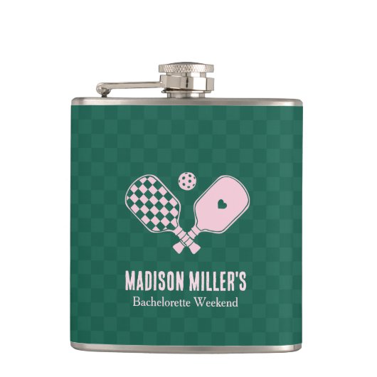 Moderne Pickleball & Prosecco Bachelorette-weekend Heupfles (Voorkant)