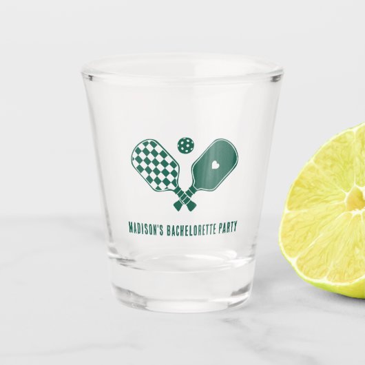Moderne Pickleball & Prosecco Bachelorette-weekend Shot Glas (Voorkant)