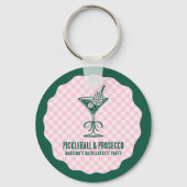 Moderne Pickleball & Prosecco Bachelorette-weekend Sleutelhanger (Voorkant)