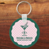 Moderne Pickleball & Prosecco Bachelorette-weekend Sleutelhanger (Voorkant)