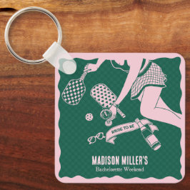 Moderne Pickleball & Prosecco Bachelorette-weekend Sleutelhanger