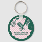 Moderne Pickleball & Prosecco Bachelorette-weekend Sleutelhanger (Voorkant)