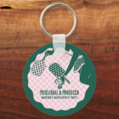 Moderne Pickleball & Prosecco Bachelorette-weekend Sleutelhanger (Voorkant)