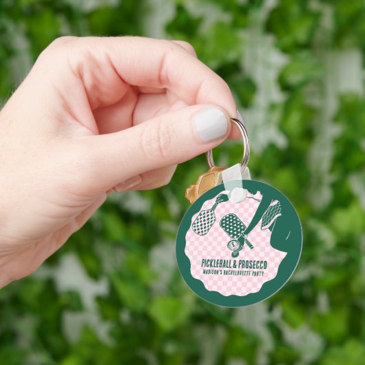 Moderne Pickleball & Prosecco Bachelorette-weekend Sleutelhanger (Hand)