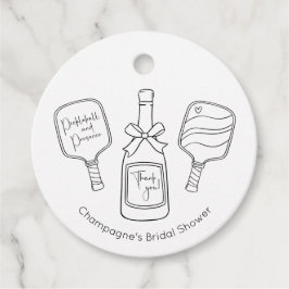 Moderne Pickleball Prosecco Bruidsmeisje Uitnodigi Bedankjes Labels