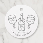 Moderne Pickleball Prosecco Bruidsmeisje Uitnodigi Bedankjes Labels (Voorkant)