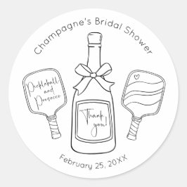 Moderne Pickleball Prosecco Bruiloft Dank Je Ronde Sticker