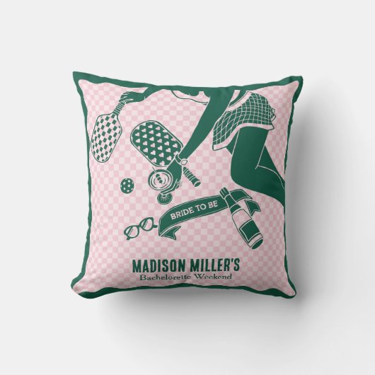 Moderne Pickleball & Prosecco vrijgezellenweekend Kussen (Voorkant)
