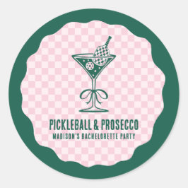 Moderne Pickleball & Prosecco Vrijgezellenweekend Ronde Sticker