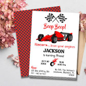 Moderne piep rode race sportwagen 3e verjaardag kaart