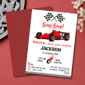 Moderne piep rode race sportwagen 6e verjaardag kaart