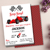 Moderne piep rode race sportwagen 8e verjaardag kaart