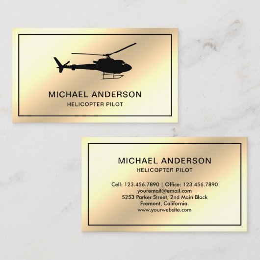 Moderne piloot voor de piloot van Cream Gold Foil Visitekaartje (Voorkant / Achterkant)