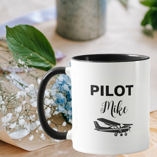 Moderne PILOT tekst & vliegtuig, gepersonaliseerd Mok
