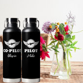 Moderne PILOT Typografie Vliegtuig, Zwart & Wit Waterfles