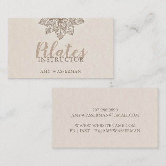 Moderne piloteninstructeur Lotus Flower Visitekaartje (Voorkant / Achterkant)