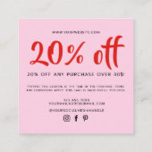 Moderne pin rode script coupon kortingskaart (Achterkant)
