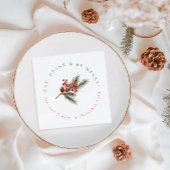 Moderne Pine Branch & Berries Familie Kerstmis Servet