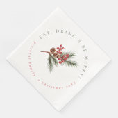 Moderne Pine Branch & Berries Familie Kerstmis Servet (Hoek)