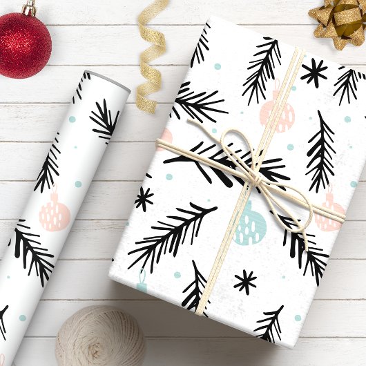 Moderne Pine Branches Chic Kerstvakantie Cadeaupapier