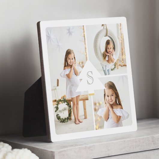 Moderne pineboommonogram drie fotocollage fotoplaat