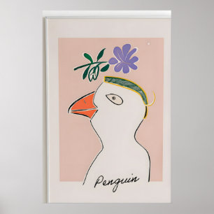 Moderne Pinguïllustratieprint – kinderkamer muur Poster