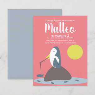 Moderne Pinguïn Vissen Nautische Meisjes Verjaarda Kaart