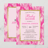 Moderne PINK CAMO Baby Shower Invitations - Meisje Kaart (Voorkant / Achterkant)