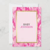 Moderne PINK CAMO Baby Shower Invitations - Meisje Kaart (Achterkant)
