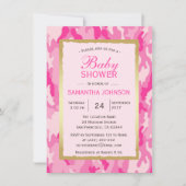 Moderne PINK CAMO Baby Shower Invitations - Meisje Kaart (Voorkant)