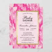 Moderne PINK CAMO Baby Shower Invitations - Meisje Kaart (Voorkant / Achterkant)
