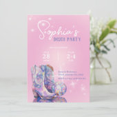 Moderne Pink Disco Party uitnodiging voor cowgirl (Staand voorkant)
