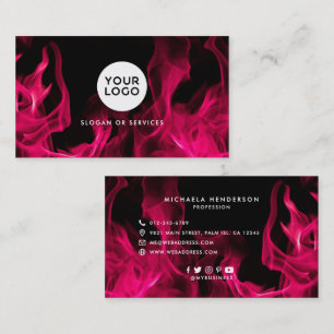 Moderne Pink Flames Aangepast Logo & Sociale Icone Visitekaartje