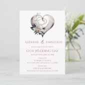 Moderne Pink Heart Wedding Kaart (Staand voorkant)