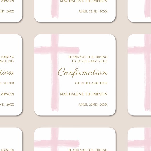 Moderne Pink Kruis Bevestiging Dank U Vierkante Sticker