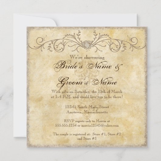 Moderne  Pioen Bloemen Swirls Paar Douche Kaart (Voorkant)