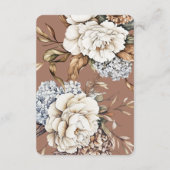 Moderne pioen en hortensia mocha mousse bruiloft informatiekaartje (Achterkant)