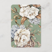 Moderne pioen en hortensia olijfgroen bruiloft informatiekaartje (Achterkant)