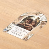 Moderne pioen & hortensia bruiloft Save the date Acryl Uitnodigingen (Laagn)