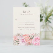 Moderne Pioen RSVP-kaarten RSVP Kaartje (Staand voorkant)