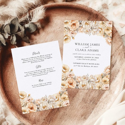 Moderne pioen Waterverf Bloemen Alles in één bruil Kaart