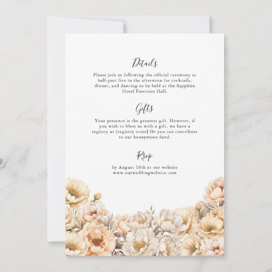 Moderne pioen Waterverf Bloemen Alles in één bruil Kaart (Achterkant)