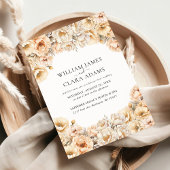 Moderne pioen Waterverf Bloemen QR Code Huwelijk Kaart