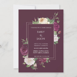 Moderne Pioenrozen Burgundy en Witte Kaart