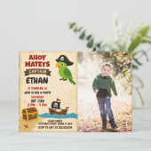 Moderne Pirate Verjaardag Uitnodiging met foto (Staand voorkant)