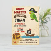 Moderne Pirate verjaardagsuitnodiging Kaart (Staand voorkant)