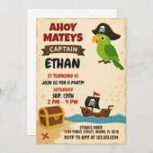 Moderne Pirate verjaardagsuitnodiging Kaart (Voorkant / Achterkant)